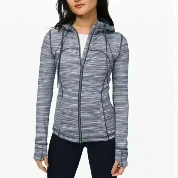 Lululemon Hooded Define Jacket *Nulu Space Dye Heathered Nocturnal Teal Sz8 EUC - Picture 1 of 9